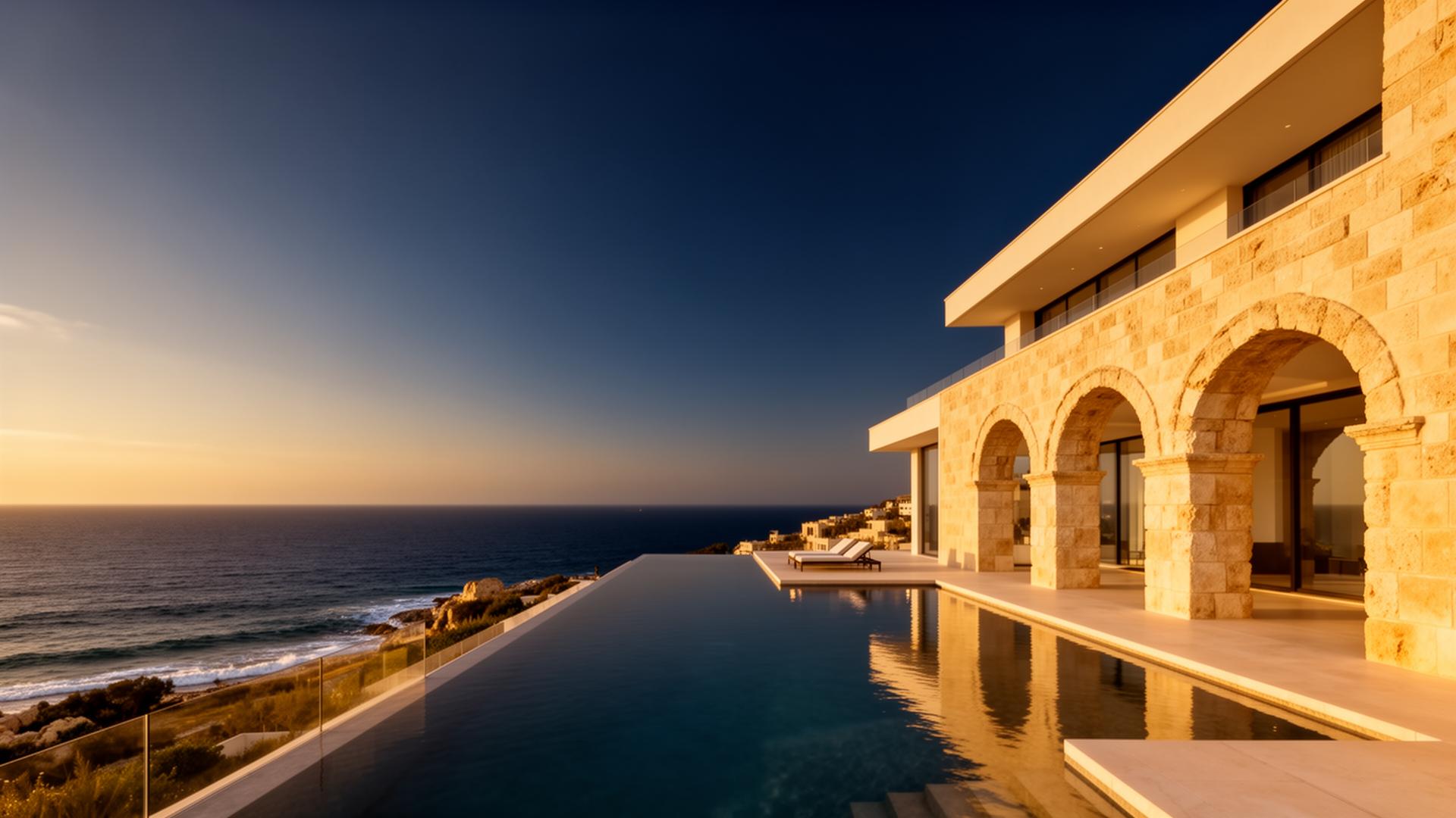 Mediterranean villa in Caesarea overlooking the sea